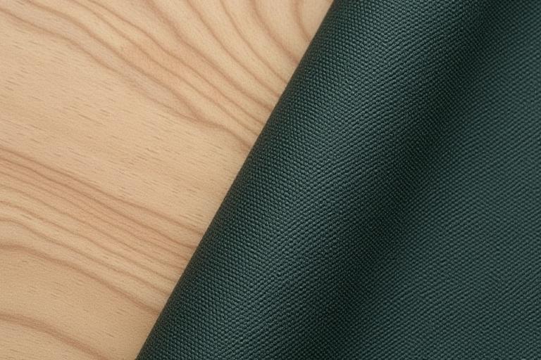 Nærbilde av fine teksturer av tre og stoff, representerer håndverk